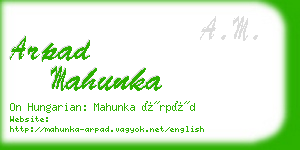 arpad mahunka business card